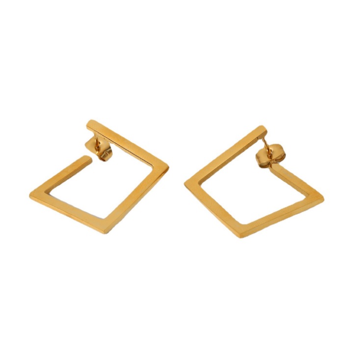Trendy Gold Square Hoop Earrings